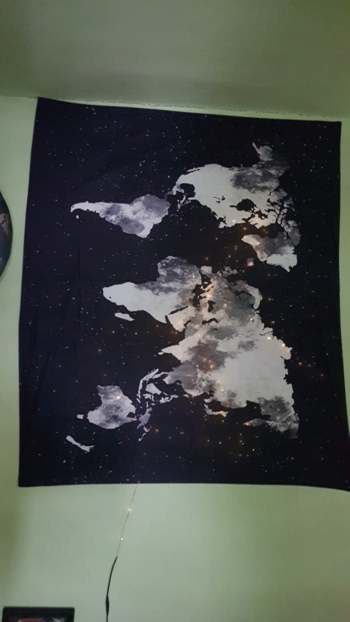 Matras Permadani Desain Peta Dunia Bintang Warna Hitam Putih Untuk Dekorasi Apartemen