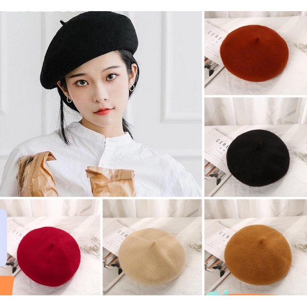 Topi Baret Winter Wanita Dewasa Inggris Casual Fashion Keren Baretta Topi Baret Wanita Import ZB