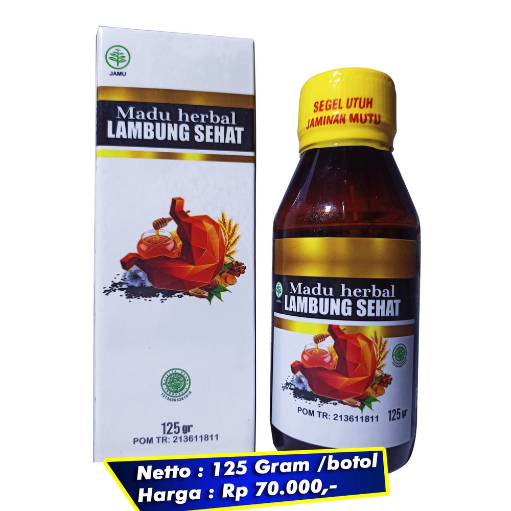 MADU HERBAL LAMBUNG SEHAT Obat Asam Lambung Khusus 100% Asli Original - Madu Lambung Obat Penurun Asam Lambung Tinggi, Maag Kronis, Magh Akut, Gerd, Heartburn, Aslam Naik Ke Dada, Gastritis, Begah, Nyeri Ulu Hati, Dll-Netto 125 Gram /btl