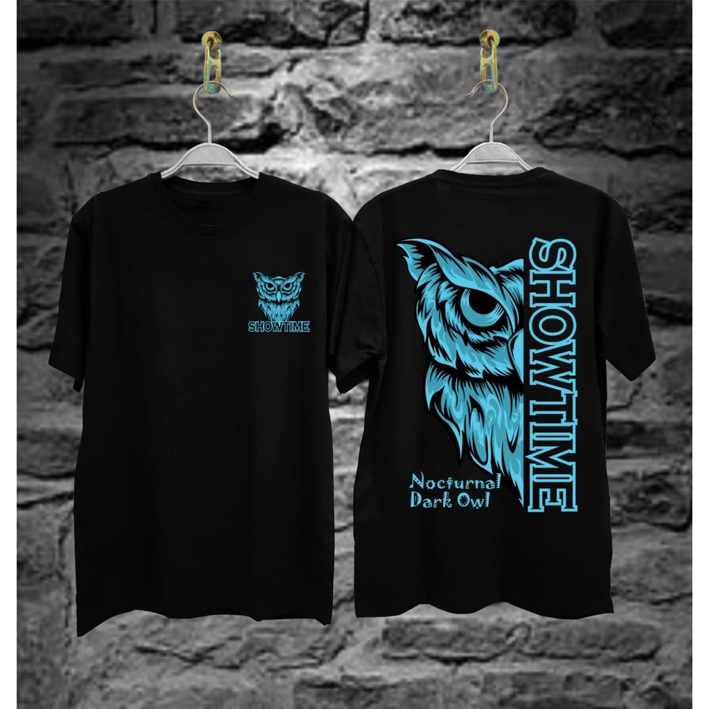 Kaos Tshirt Pria Terbaru Samurai Jepang Showtime Dark Owl Warna Hitam Distro Lengan Pendek Motif Sablon Bergambar Keren