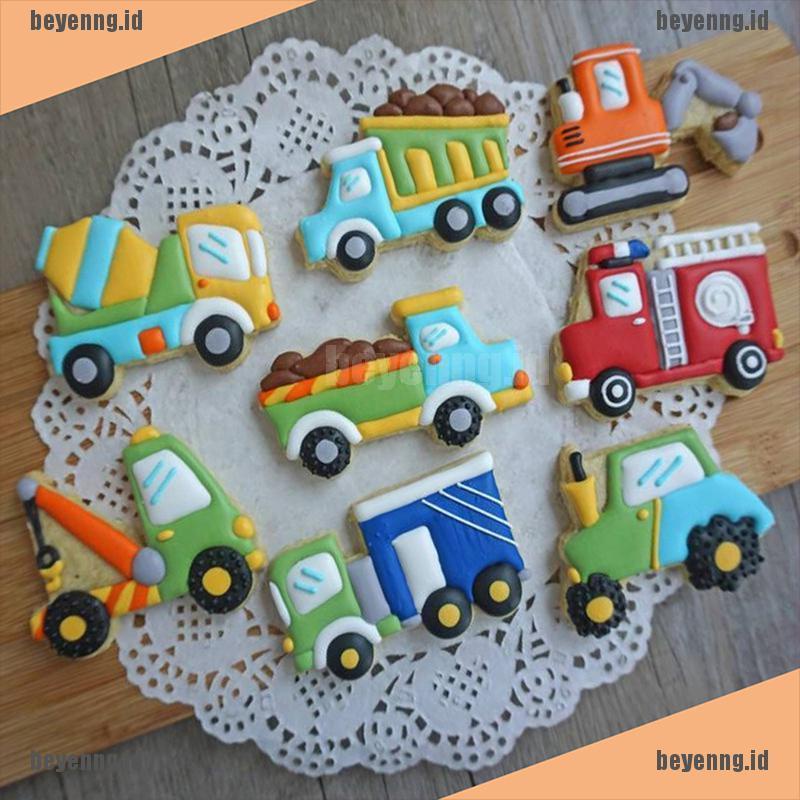 Bey 8pcs Cetakan Pemotong Kue / Biskuit / Cookies Diy Bentuk Mobil Transportasi