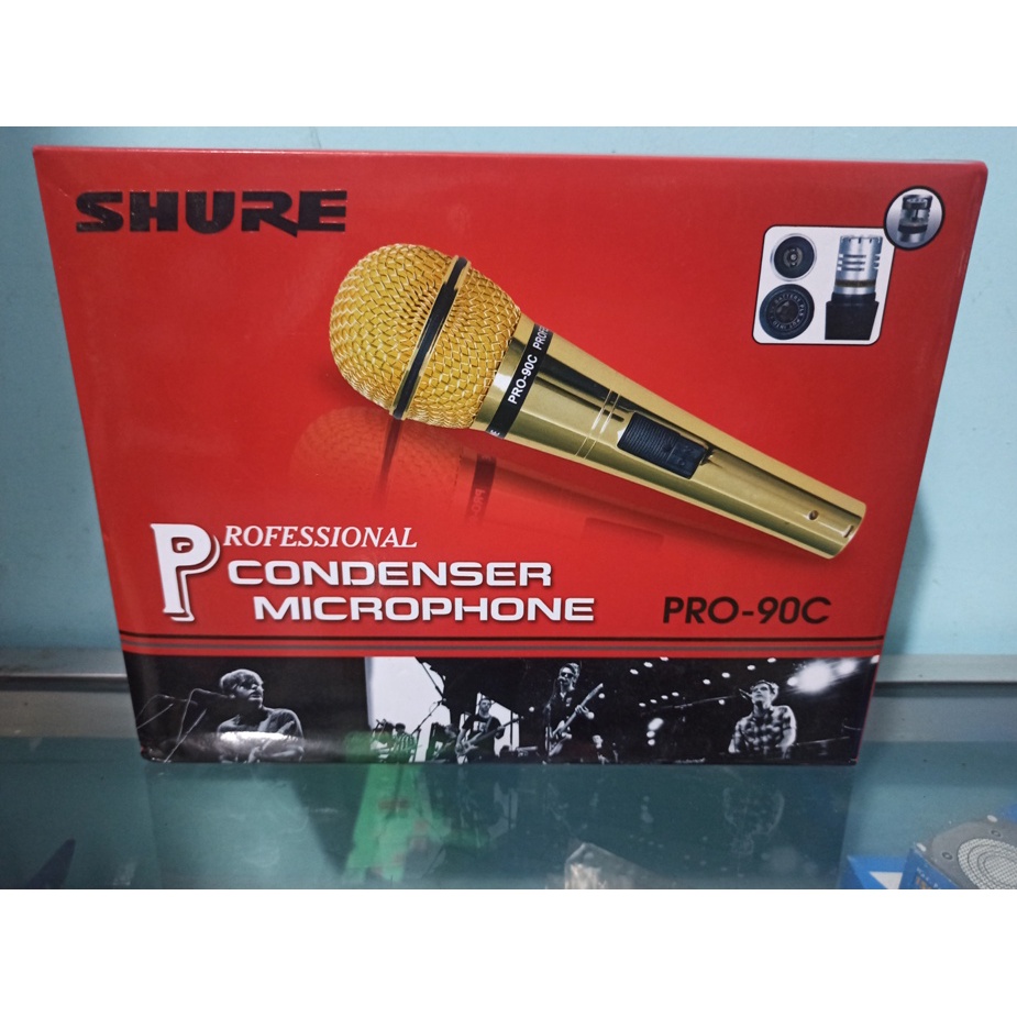 Microphone CONDENSER MIC Cable PROFESIONAL PEKA SENSITIF SHURE PRO 90C