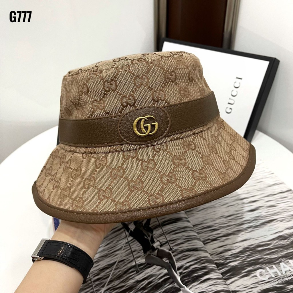 Women's Natural Monogrammed Canvas Bucket Hat G777