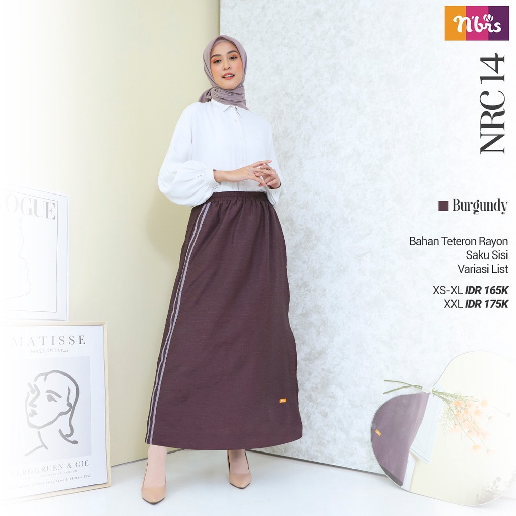 Nibras Rok Celana NRC 14 Bahan Teteron Rayon Bawahan Muslim Wanita Polos Longgar