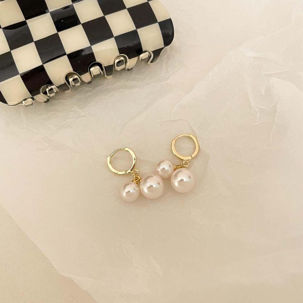 Mxbeauty Wanita Anting Hoop Eleagnt Vintage Mutiara Manik-Manik Tergantung Temperamen Menjuntai Drop Earrings