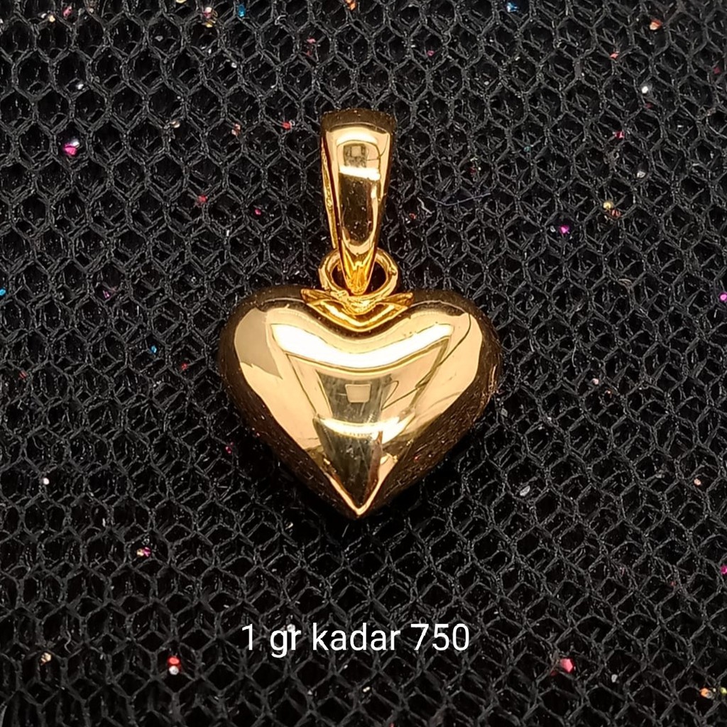 Liontin emas 17K kadar 750 - model hati polos berat 1 gram - 2170