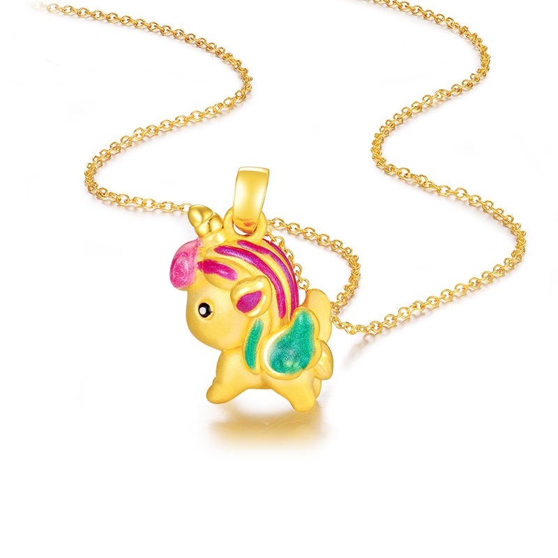 [Ready Stock]Fashion Gold Plated Cute Rainbow Unicorn Pendant Necklace