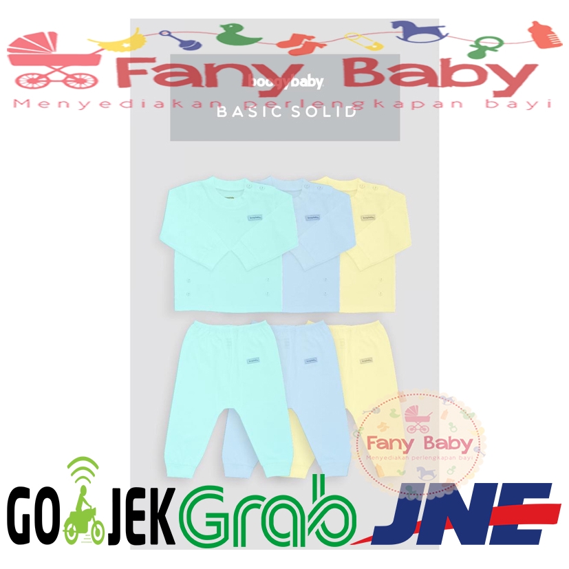 Boogy Baby Basic Solid ( Setelan Panjang Kancing Bahu ) 3pcs