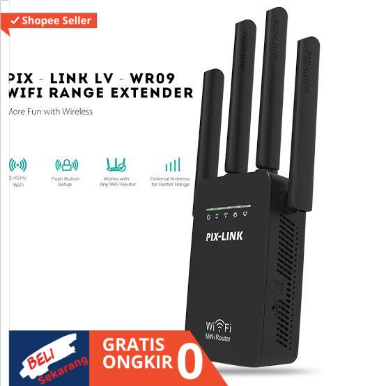 PIX-LINK 300M Pix Link Wireless WiFi Extender Pro Repeater AP LV-WR09 - LV-WR09 Hitam Wallace