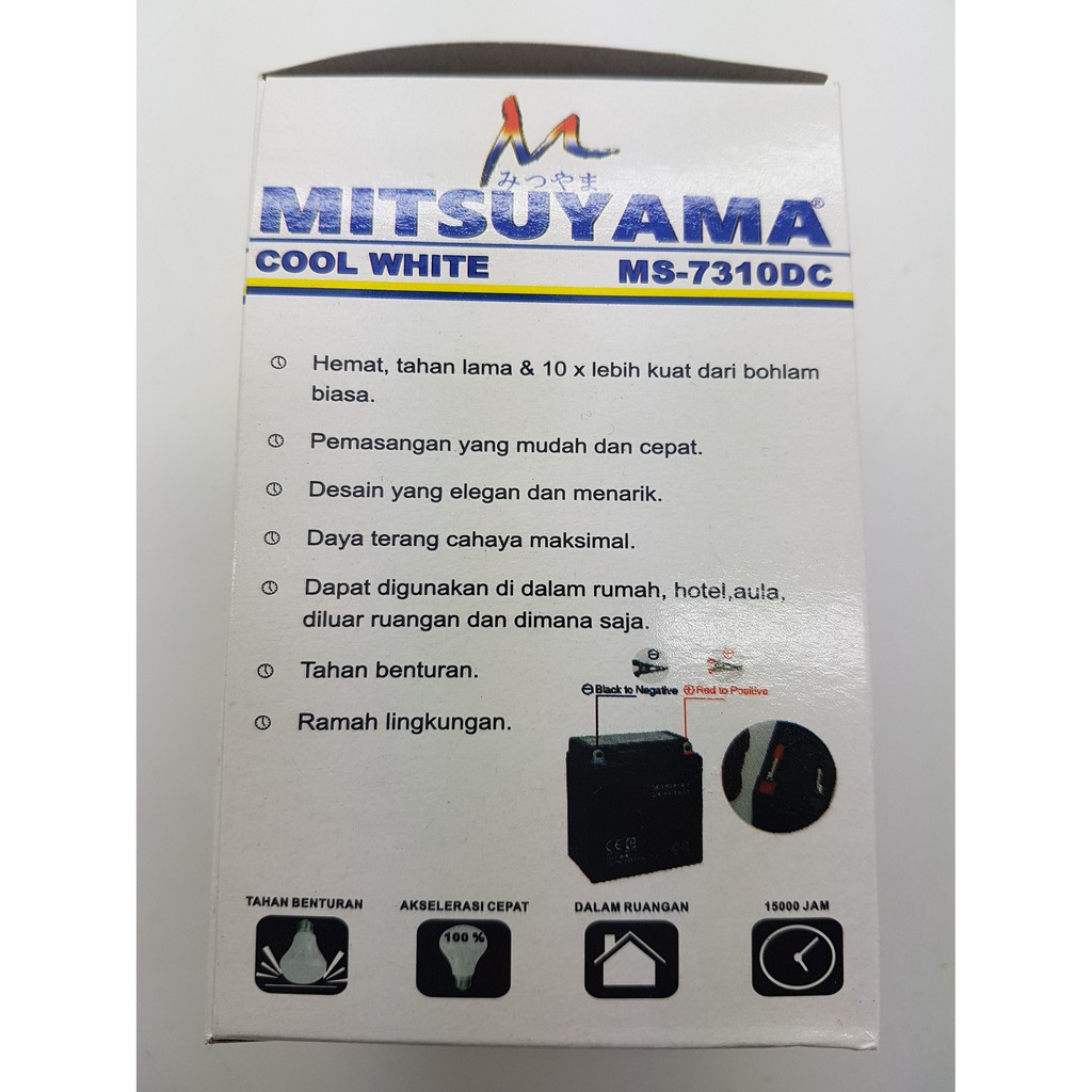 Lampu Led DC 12v MITSUYAMA 10w - Model Lansung Jepit ke Baterai / aki