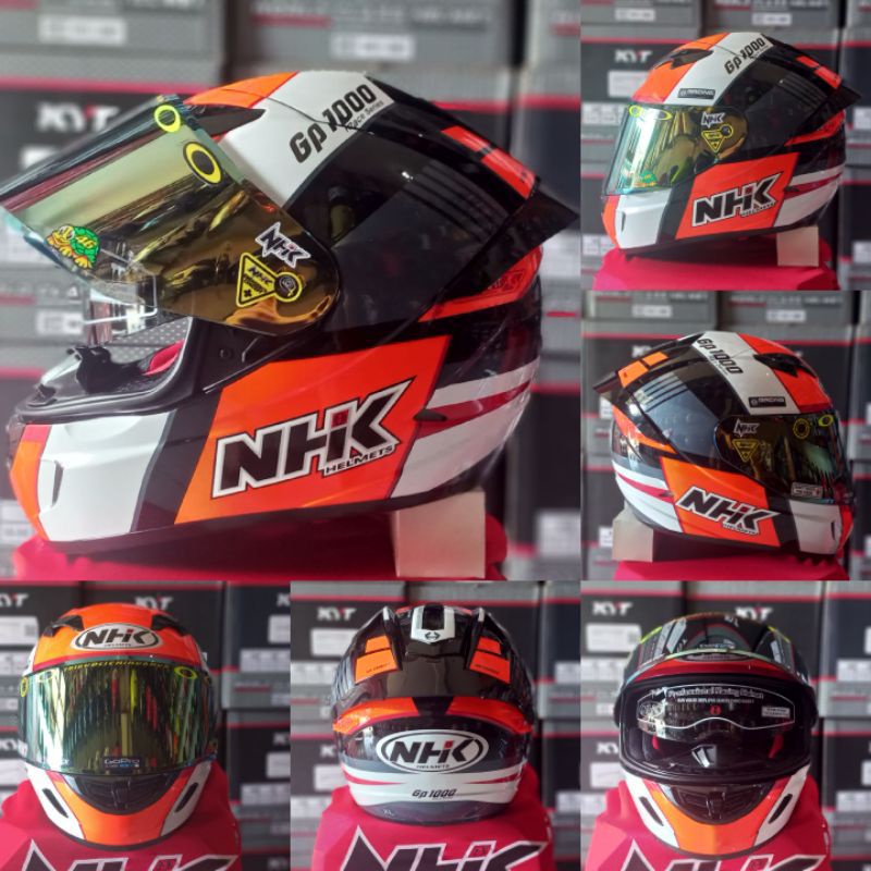 HELM NHK GP-1000 SXR BLACK ORANGE|NHK GP1000+VISOR IRIDIUM+SPOILER PAKET GANTENG