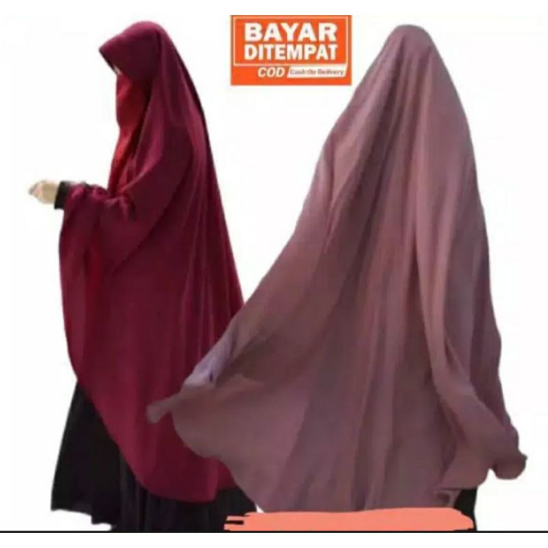 Hijab syar'i jumbo jilbab bergo khimar jumbo ready sholat syar'i syari super jumbo seukuran mukena