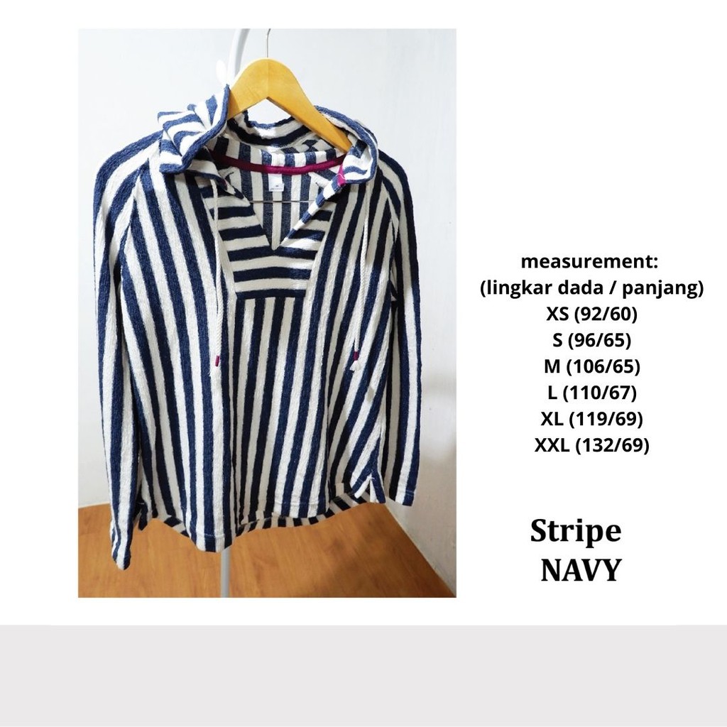 Old Navy Hoodie Wanita - Relaxed Pullover Hoodie 05-12-Stripe Navy