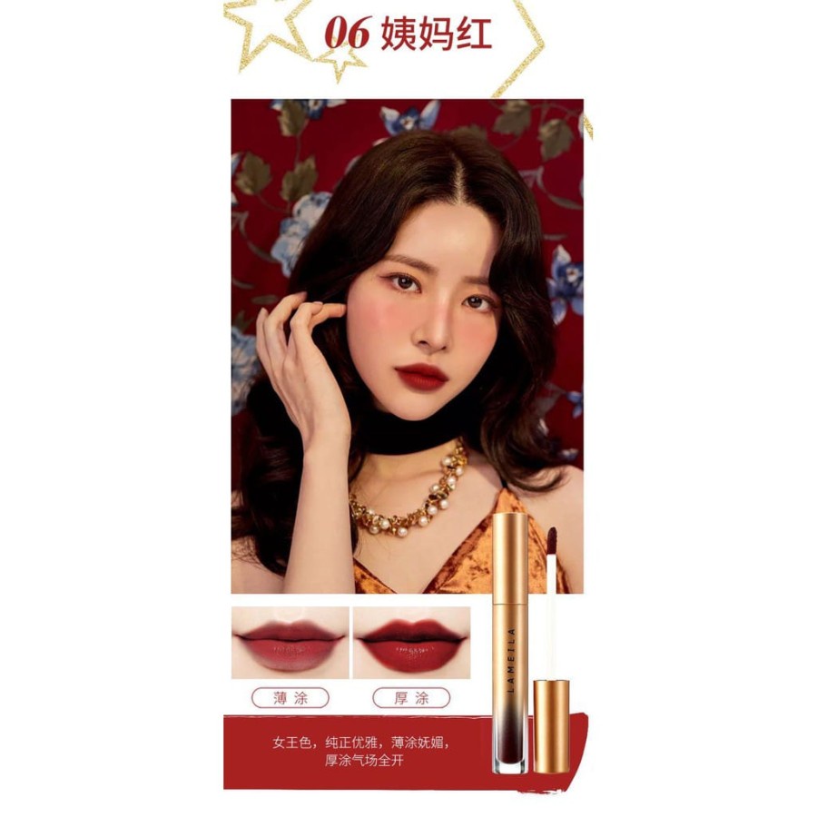 LAMEILA GOLD VELVET LIP GLAZE LIPSTICK MELEMBABKAN