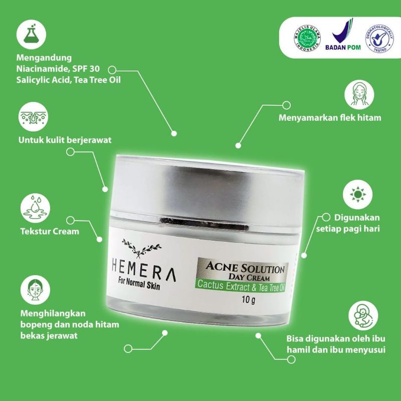 Hemera Acne Solution Day Cream 10 Gram | Krim Siang SPF30