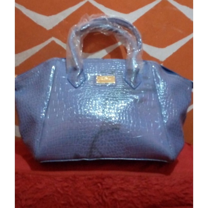 Tas Reject Handbag Croco Nicole Miller Blue