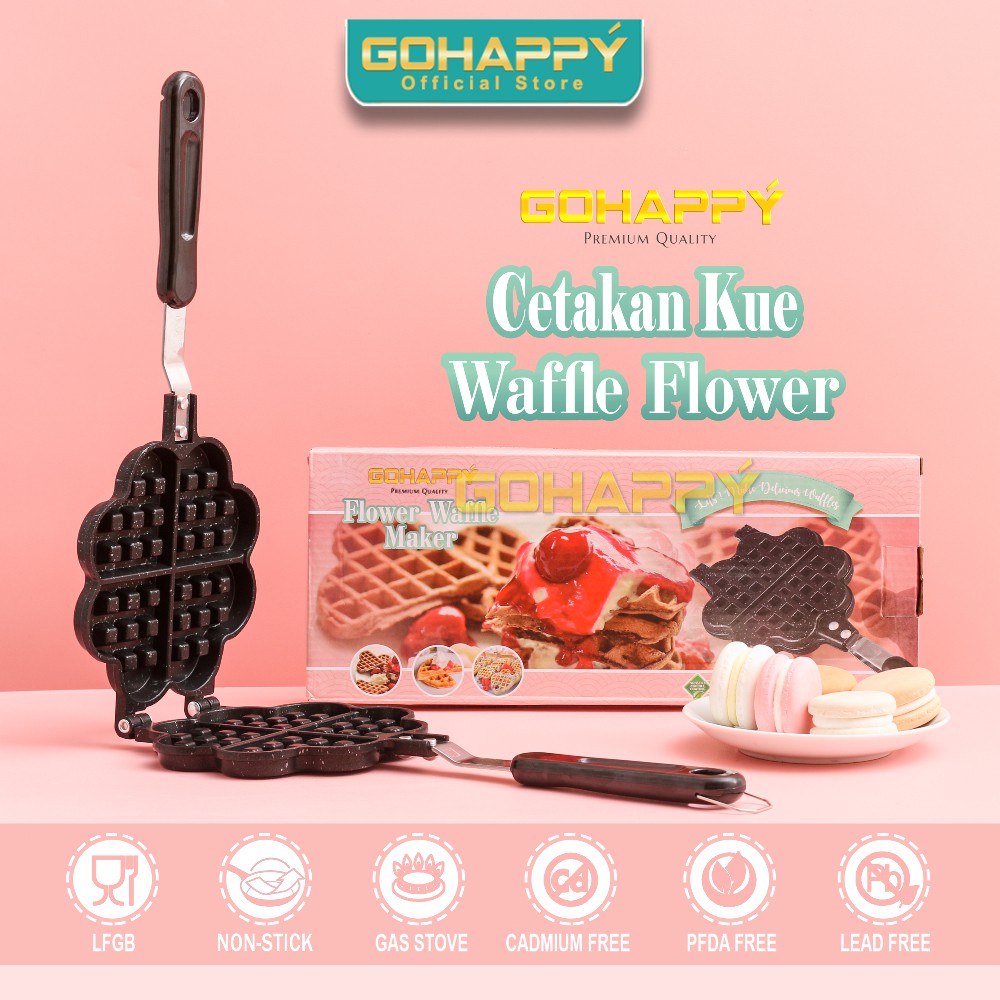 LOYANG FLOWER WAFFLE MAKER anti lengket Gohappy Cetakan kue wafel modern GH-C52