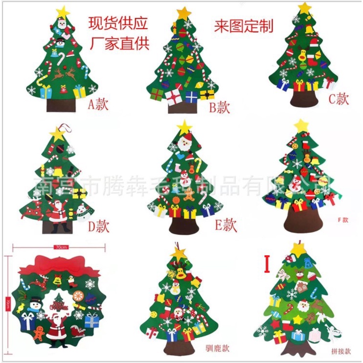 DIY Christmas Tree Felt Kado Anak Free LED Hanging Ornaments Hampers Natal Anak Hanging Decoration