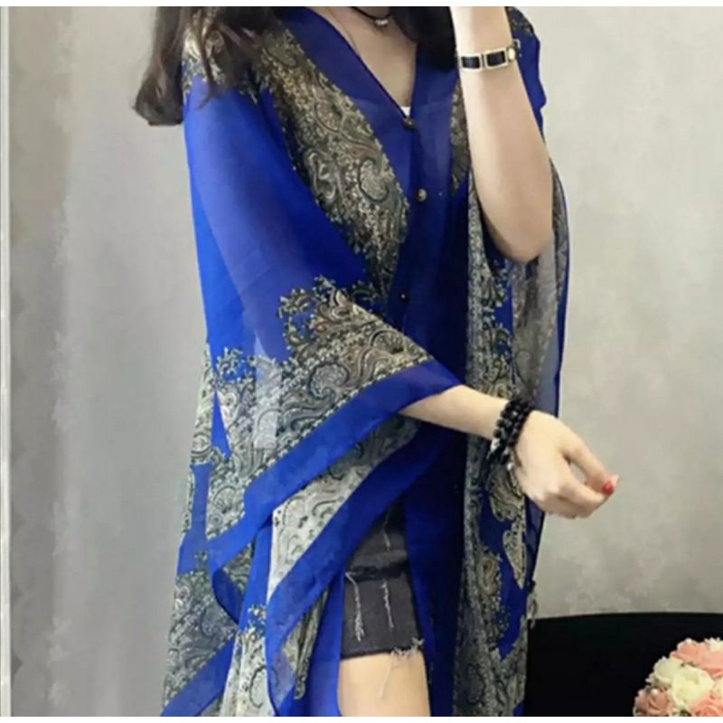 Scarf outer / selendang Viral TIK-TOK / Selendang import / outer scarf /Syal pantai / scarf /scarf Pantai-Biru
