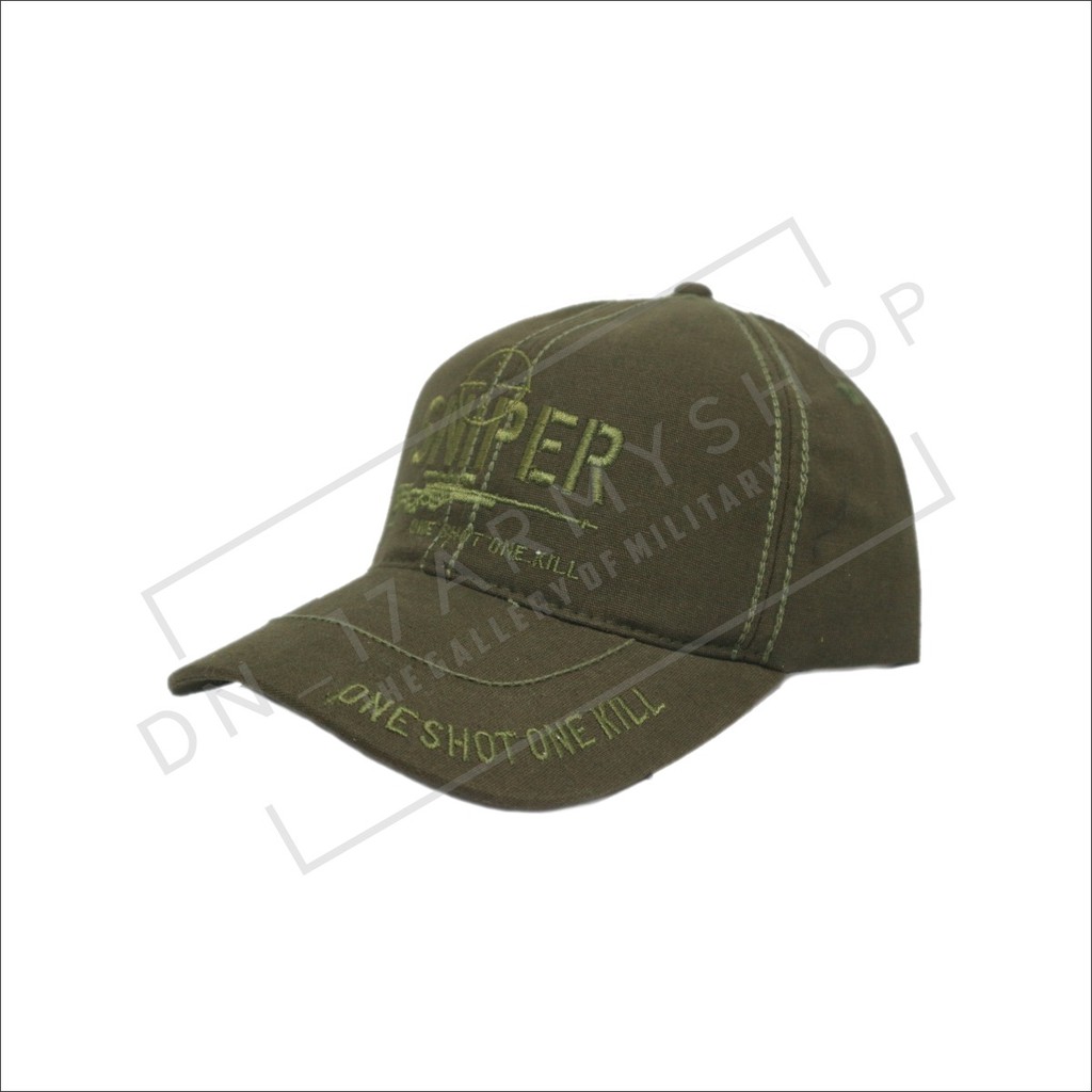 Topi Sniper Kanvas Hitam,Krem,Hijau