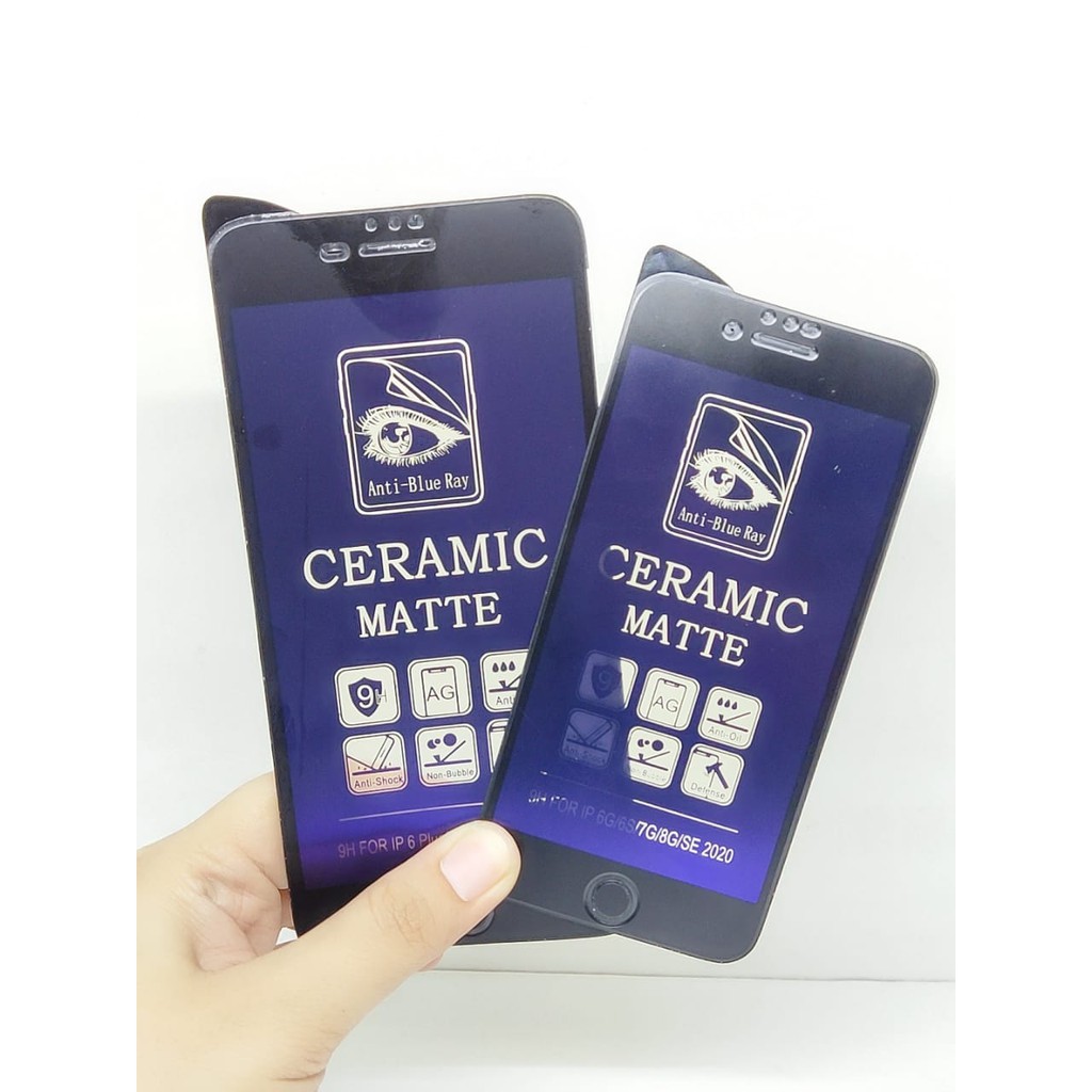 CMAB Ceramic Matte Anti Blue iPhone 6 6S 7 8 6Plus 7Plus 8Plus SE 2020 Anti Gores Glare Full Layar N