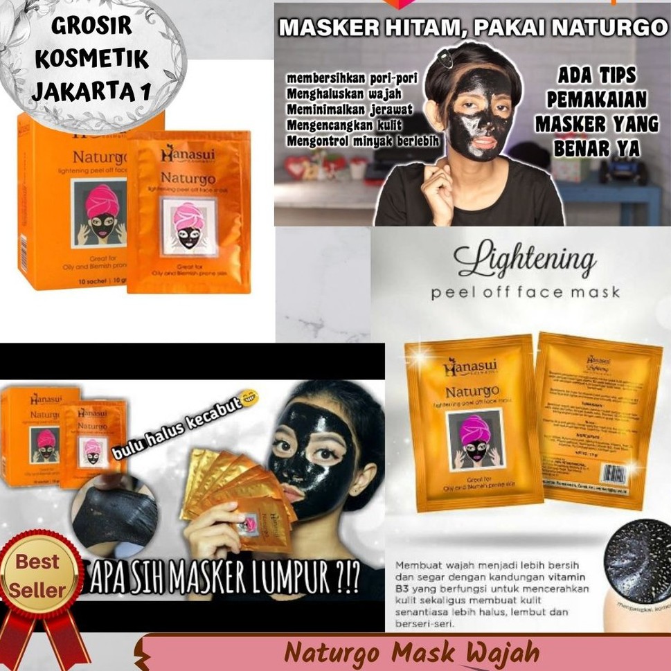 Naturgo Mask - Masker - Masker Pembersih Komedo - Masker Hitam - Masker Wajah Naturgo - Masker Natur