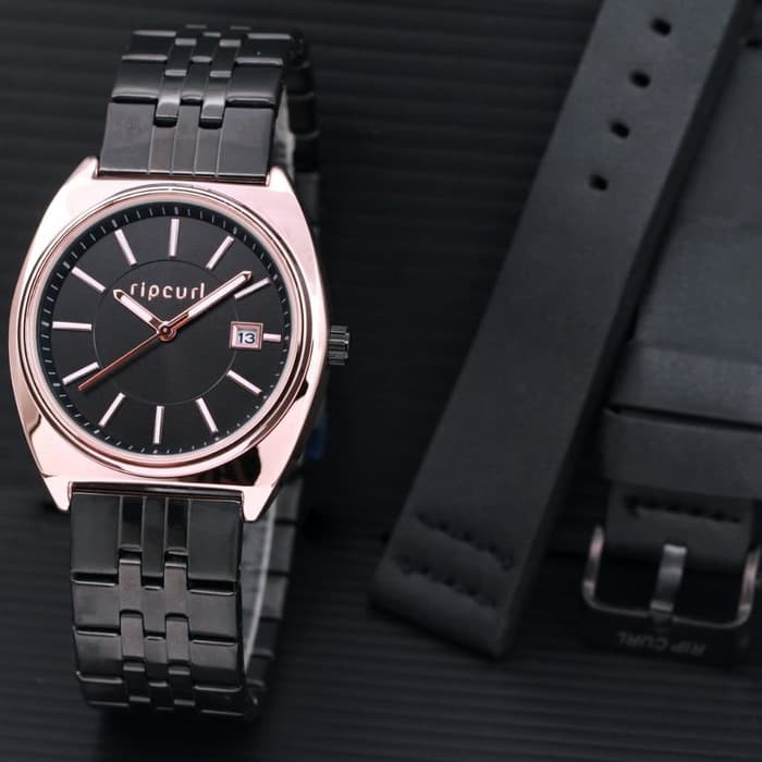 Grosir Jam Tangan Wanita / Cewek Ripcurl Paket Rantai Black Rose Army