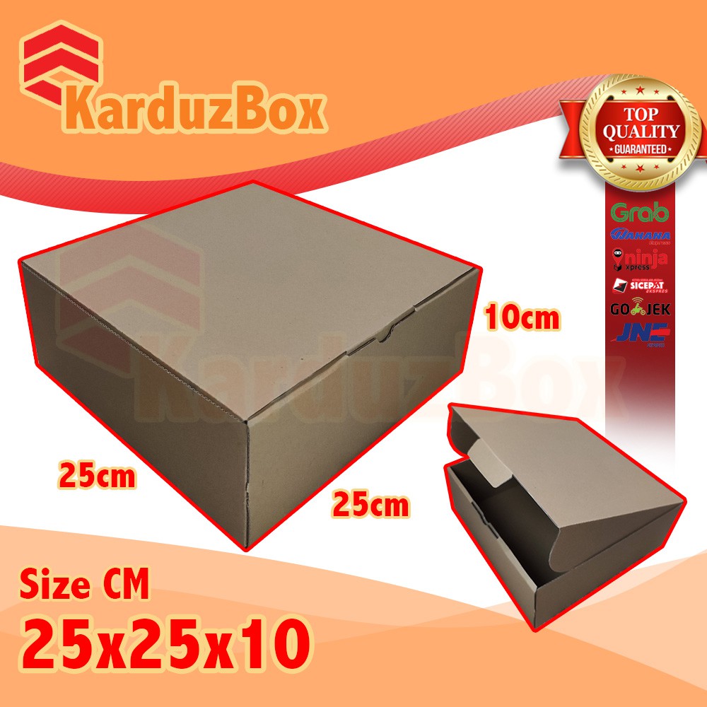 

25x25x10 kotak Kardus Packing Box Pizza, box hampers, box kado, kardus diecut polos