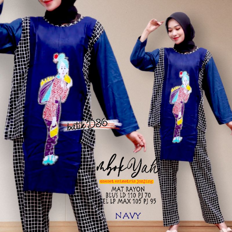 Oneset rayon panjang baju santai wanita muslim kekinian adem keren kece cantik lucu motif karakter ibu ibu besar jumbo mbok terbaru viscose katun murah baju tidur