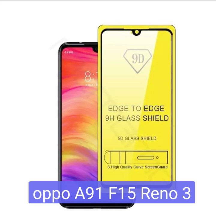 Tempered glass 5d full lem OPPO A91 RENO 3 3pro pro screen guard