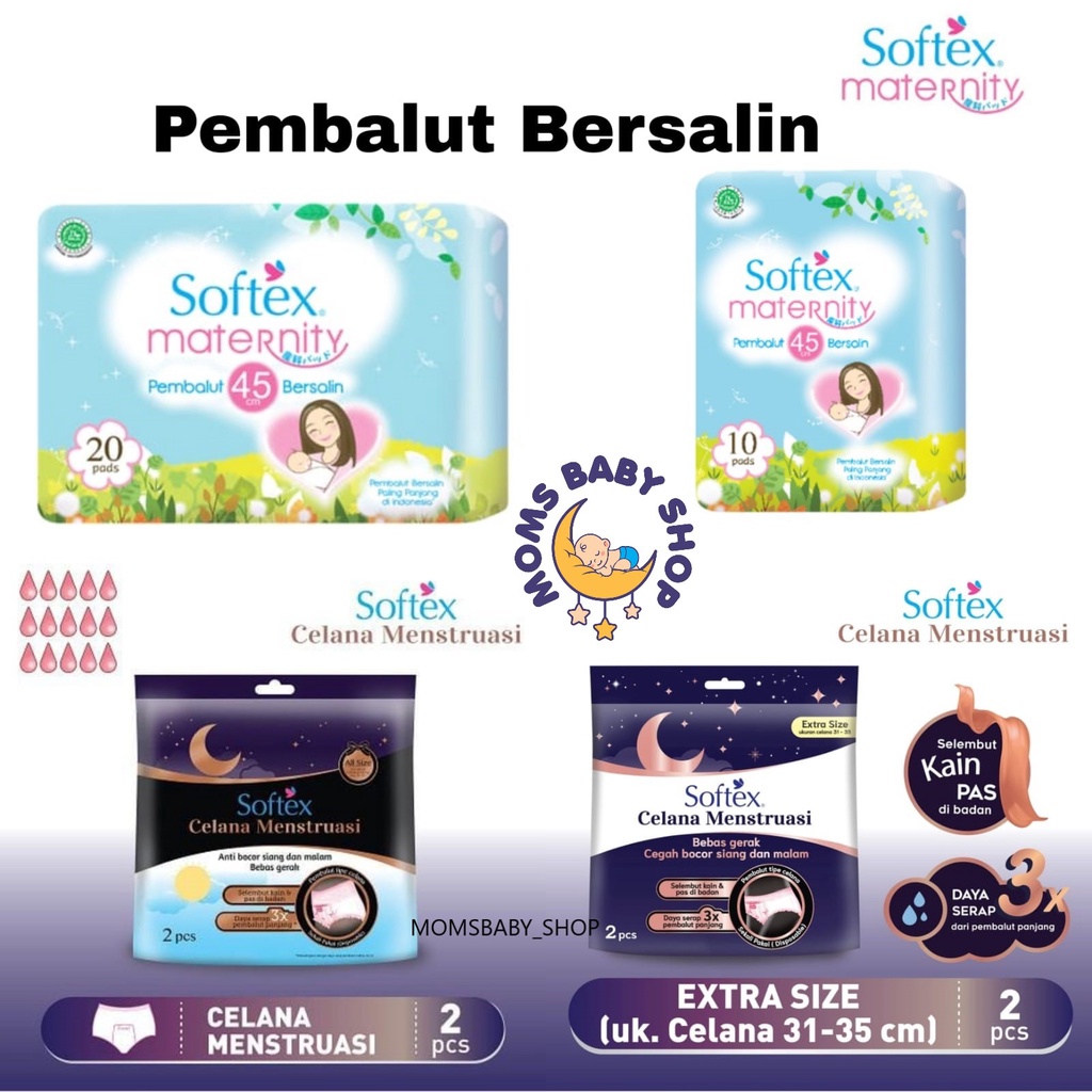 MOMS_ SOFTEX Maternity 45cm 10s&amp;20s / Celana Menstruasi Extra Size /  Softex Daun Sirih