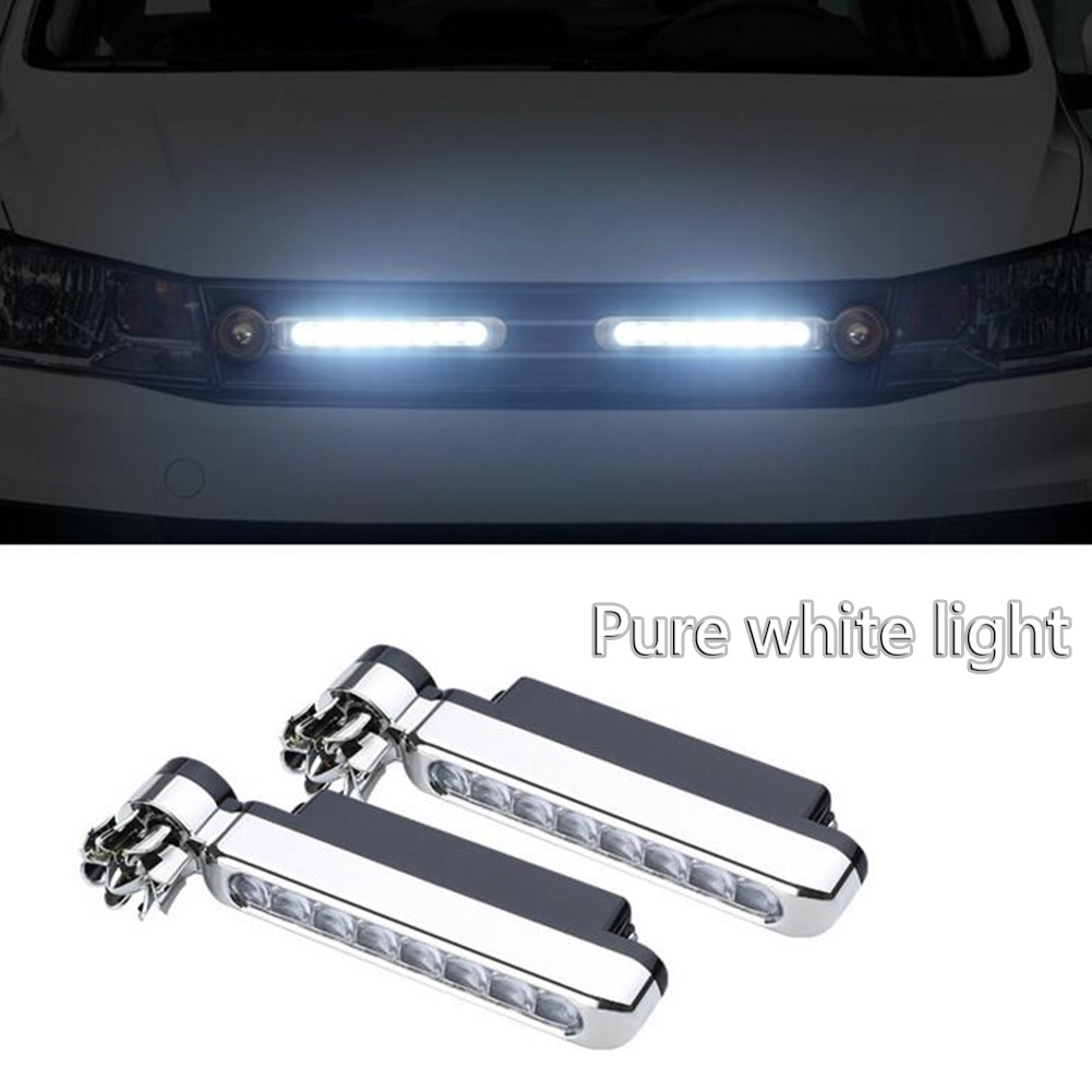 1pc Lampu Drl 8-led Tenaga Angin Untuk Mobil