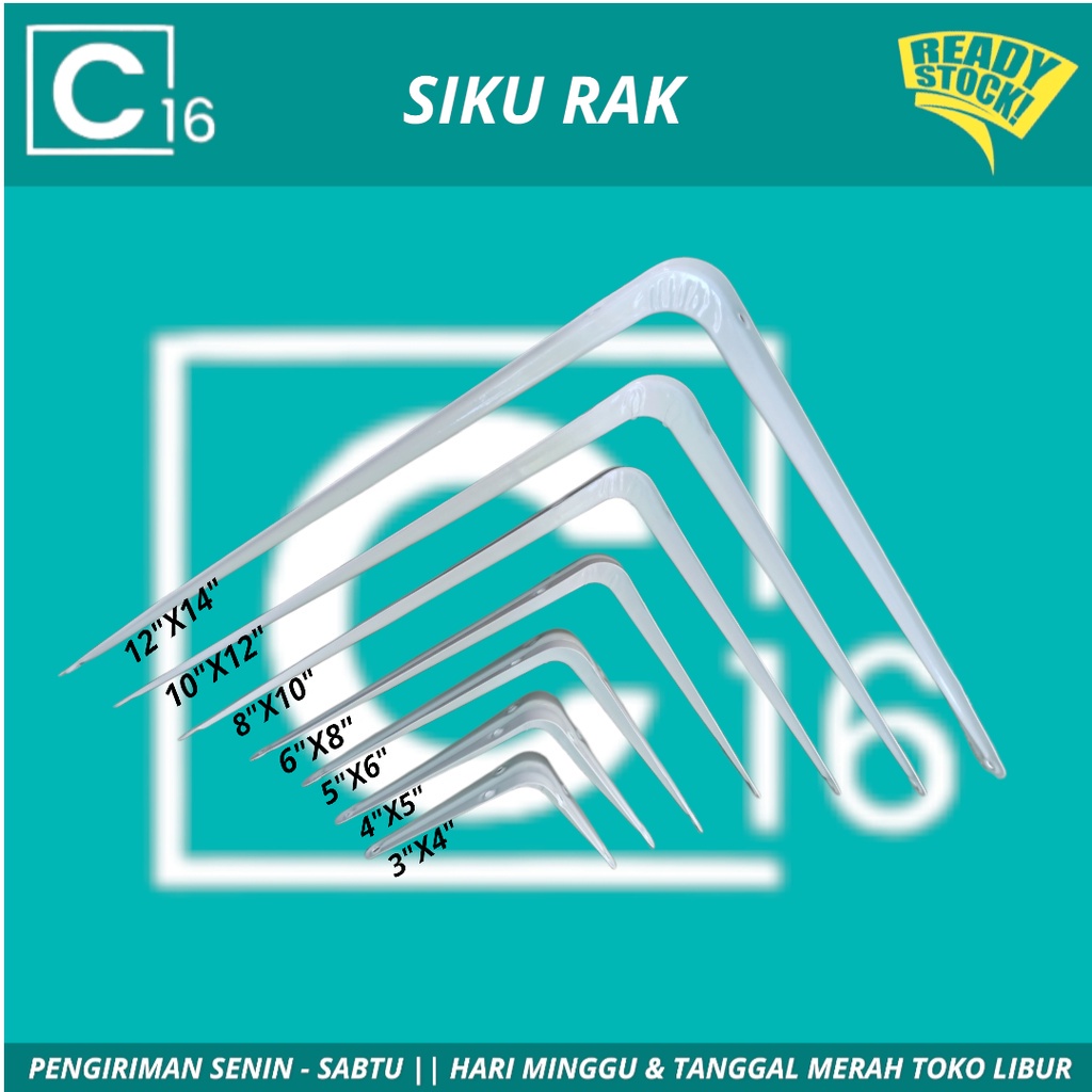 Siku Rak L Besi Rak Braket Siku Dinding 5x6 (125MM x150MM)