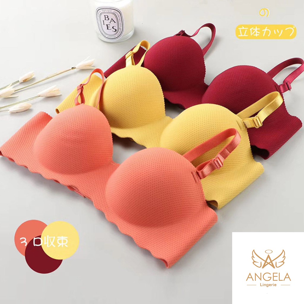 [ COD ] ANGELA Premium JAPAN Quality Seamless Sport Push Up Bra Wanita Bikini Tanpa Kawat Lingerie