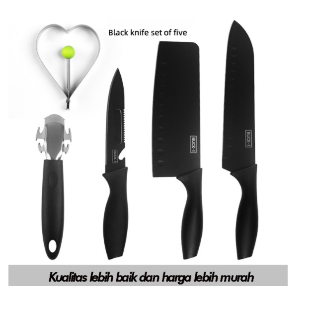 ❤ Pisau Set EVCRIERH Stainless dilapis anti lengket 1 Set isi 6 termurah / VS-1 803 slot