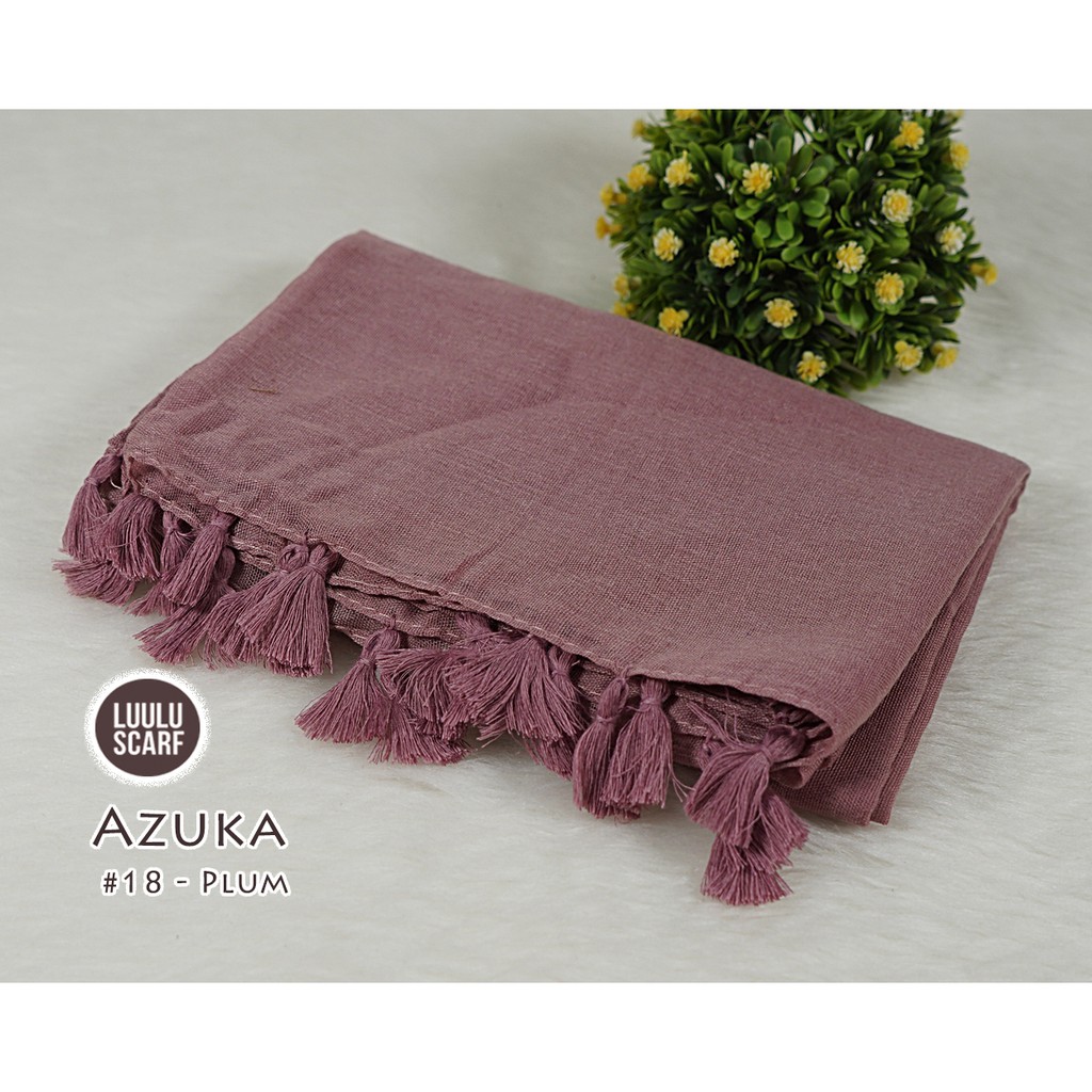 Pashmina Polos Tassel bahan Paris Viscose - AZUKA by Luulu Scarf-#18 - Plum