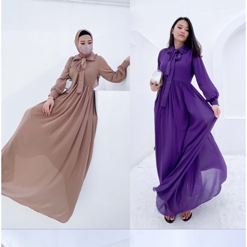( VM )- Vanesha Margaretta - 679# Dress Maxi Ceruti Busui Friendly + Furing Dua Lapis