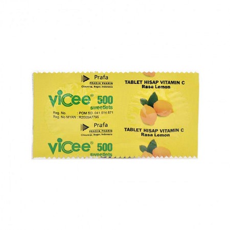 Jual Vicee Vitamin C Tablet Hisap Rasa Lemon Kuning Tablet Strip Shopee Indonesia