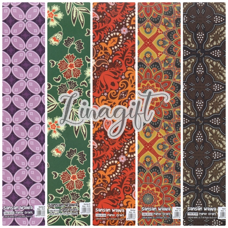 ( 5 Lembar ) BATIK SANWA - KERTAS KADO COKLAT JAWA - GIFT WRAP PAPER SANSAN WAWA CLASSIC EUSTHATIC