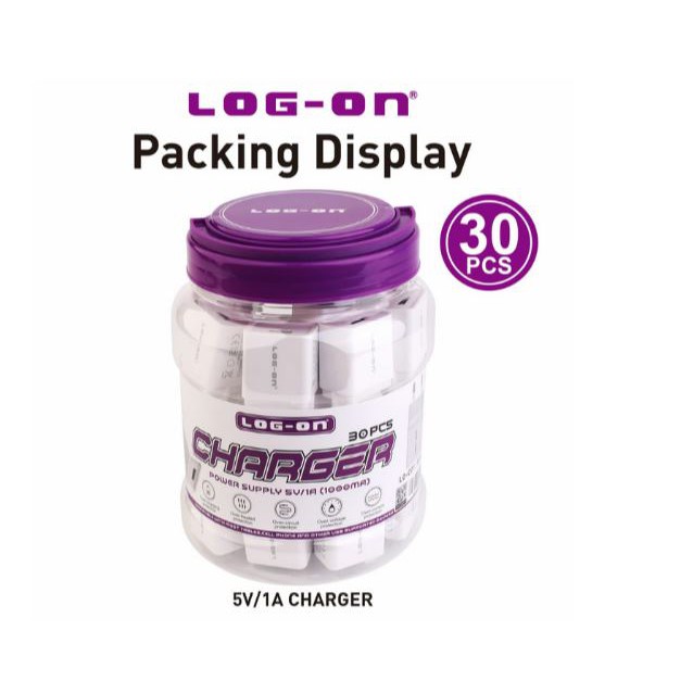 BATOK CHARGER LOGON 1 USB 5V 1A BOLD LO-C01 - Isi 30 Pcs