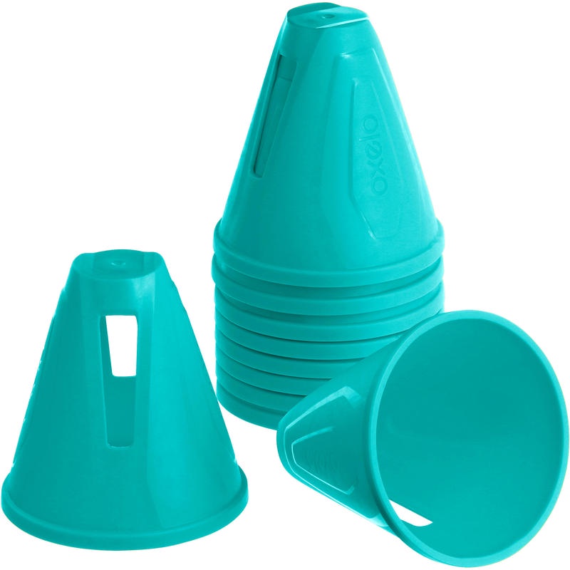 SET KERUCUT SLALOM AND FREESTYLE SEPATU RODA SKATEBOARD INLINE SKATING SLALOM CONES 10-PACK OXELO