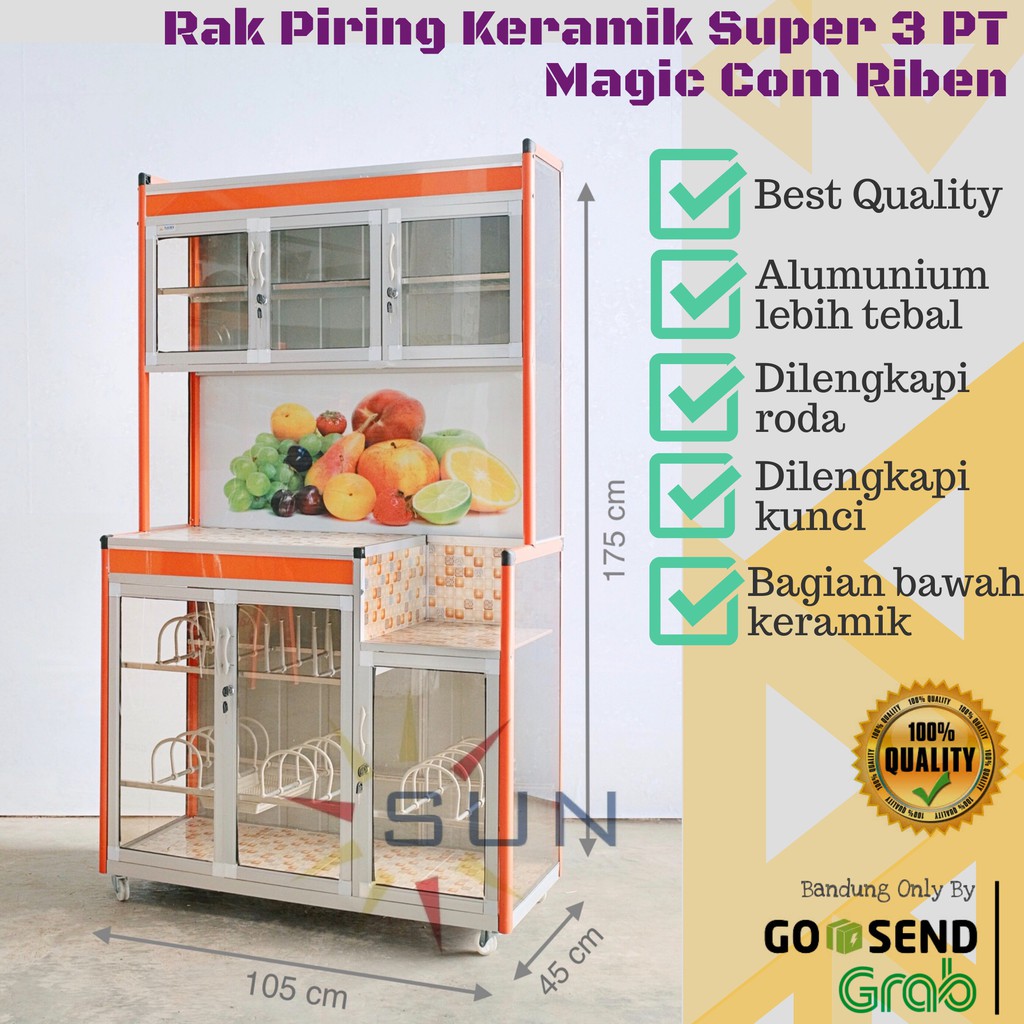  Rak  Piring  3PT Alumunium Warna  Jumbo Kaca  Riben Shopee 