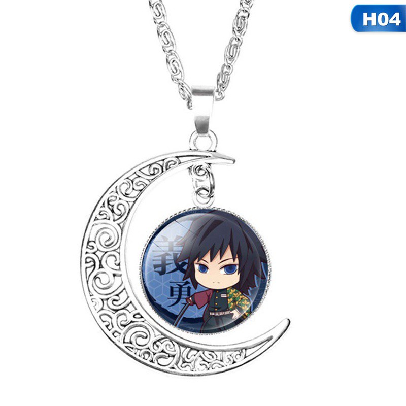 Fancyqube Kimetsu No Yaiba Necklace, Japanese Anime Kamado Tanjirou Time Gem Pendant Necklace Ornament Best Gift For Fans