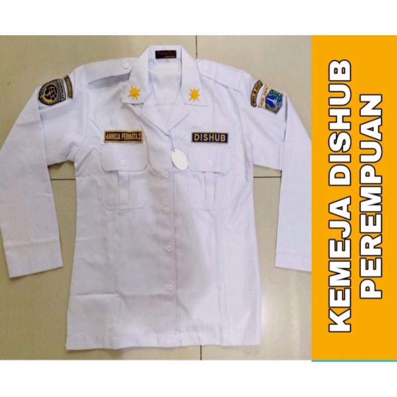 Kemeja Dishub  Baju Dishub Seragam DISHUB Putih Lengan Panjang Perempuan