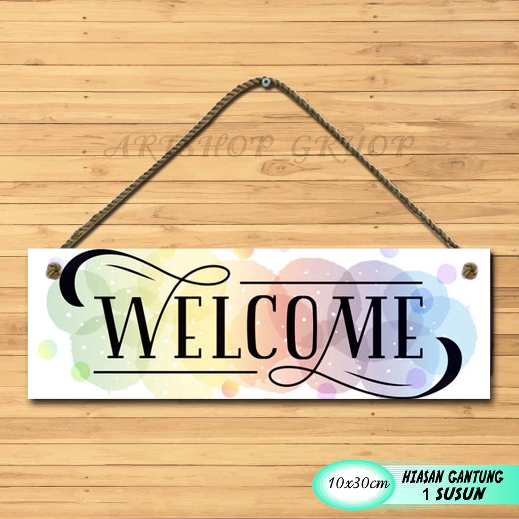 Hiasan dinding pintu pajangan pintu WELCOME shabby walldecor poster kayu. pajangan rumah dekorasi