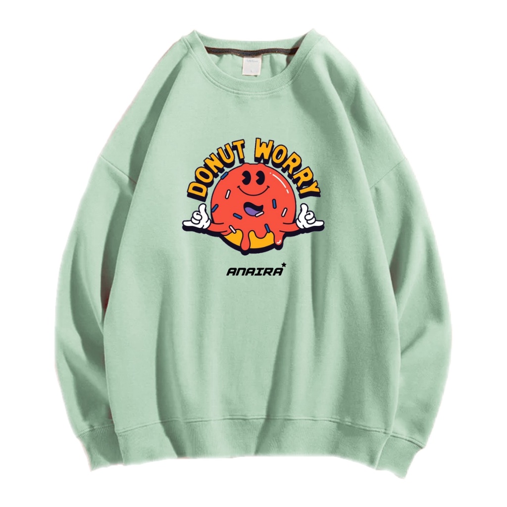 DONUT WORRY SWEATER CREWNECK PRIA WANITA Size M-XXL