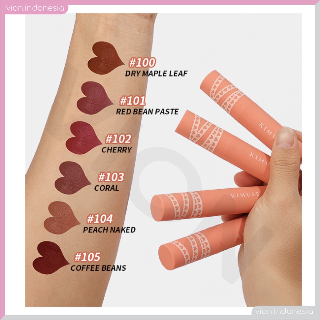 KIMUSE Lip Cream Matte Velvet Smooth 6 Color Waterproof Original KI002