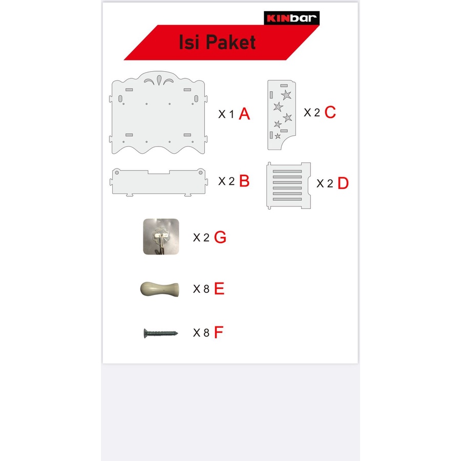 Rak Gantungan Kunci 2 Pintu 8 Hook Vintage M989