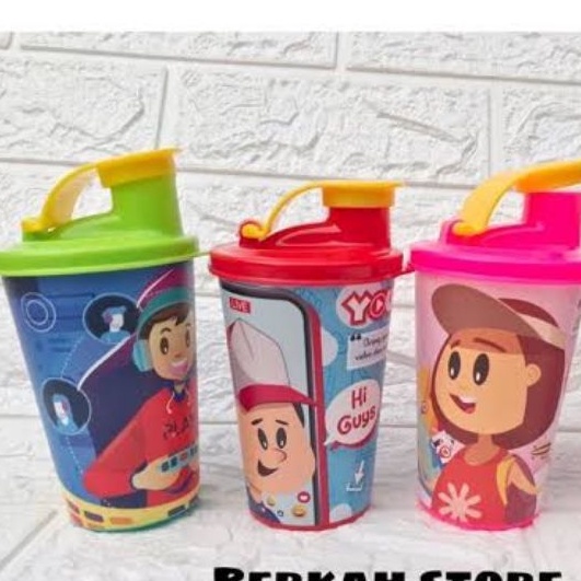 Gelas Tumbler Anak 300ml | Botol Minum Plastik Wadah Minuman Bekal Sekolah Anak2 Kartun Animasi | Souvernir Murah Ulang Tahun