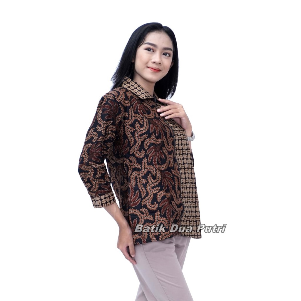 Couple Batik Kombinasi Blouse Wanita Kemeja Pria S-M-L-XL-XXL-3L-4L-5L by Batik Dua Putri Collection